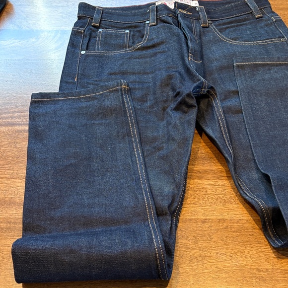 Iron & Resin Mens Dark Blue Straight Leg Jeans 34 Selvedge New - Picture 6 of 9